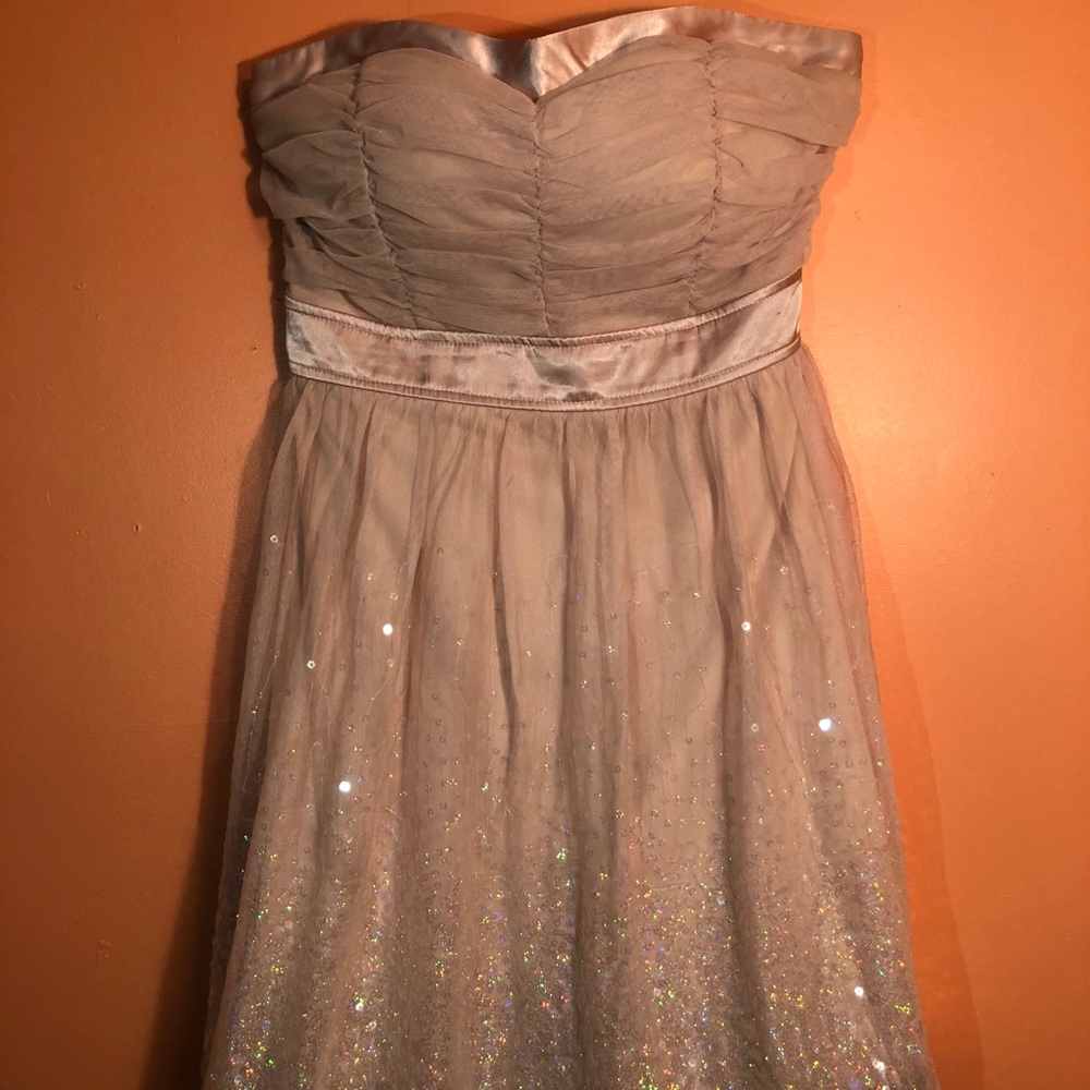 Nude pink strapless dress